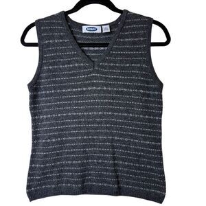 Vintage Old Navy Heather Gray Lambswool Sweater Vest Sz M Preppy, Dark Academia